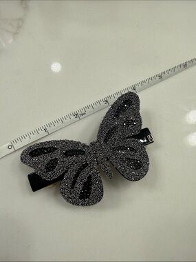 Crystal Butterfly Hair Clip - Black